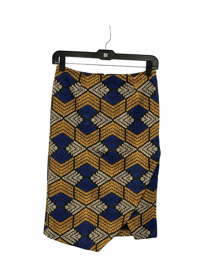 Maeve Size 2P Yellow Blue Print Skirt