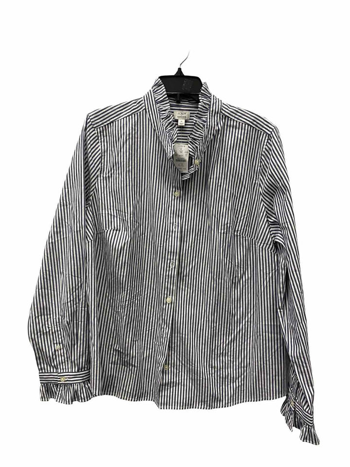 J Crew Size XL Gray White Striped Long Sleeve Shirts
