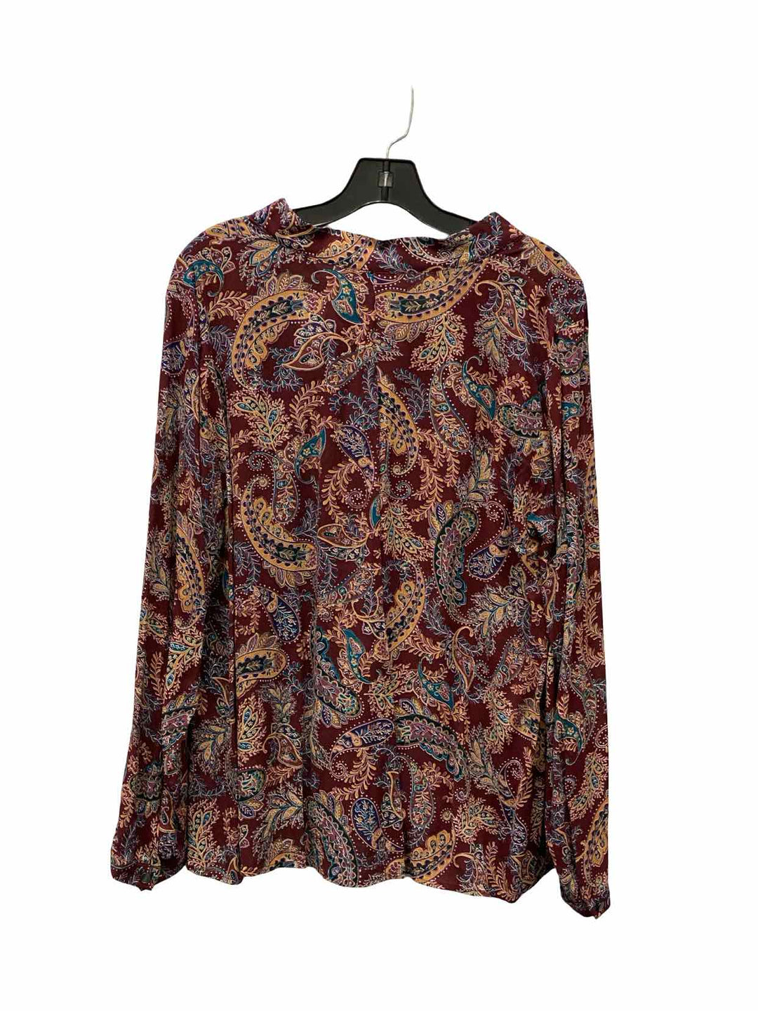 J Jill Size L Purple Print Rayon Long Sleeve Shirts