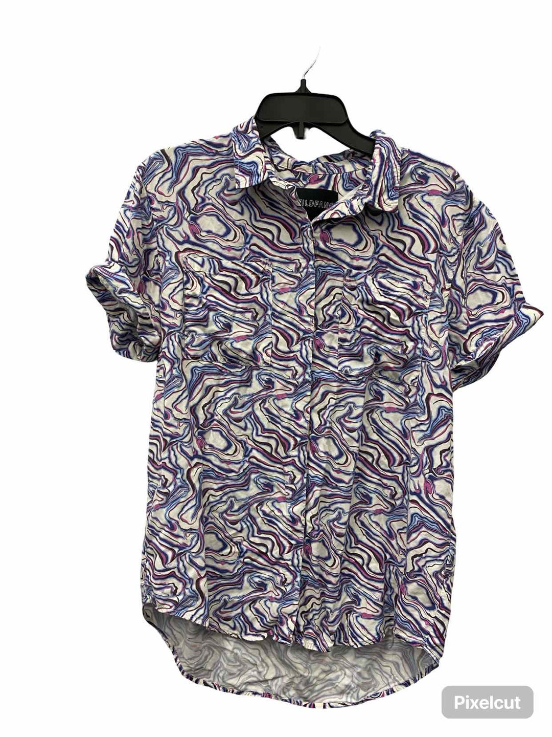 Wildfang Size M White Blue & Purple swirl Short Sleeve Shirts
