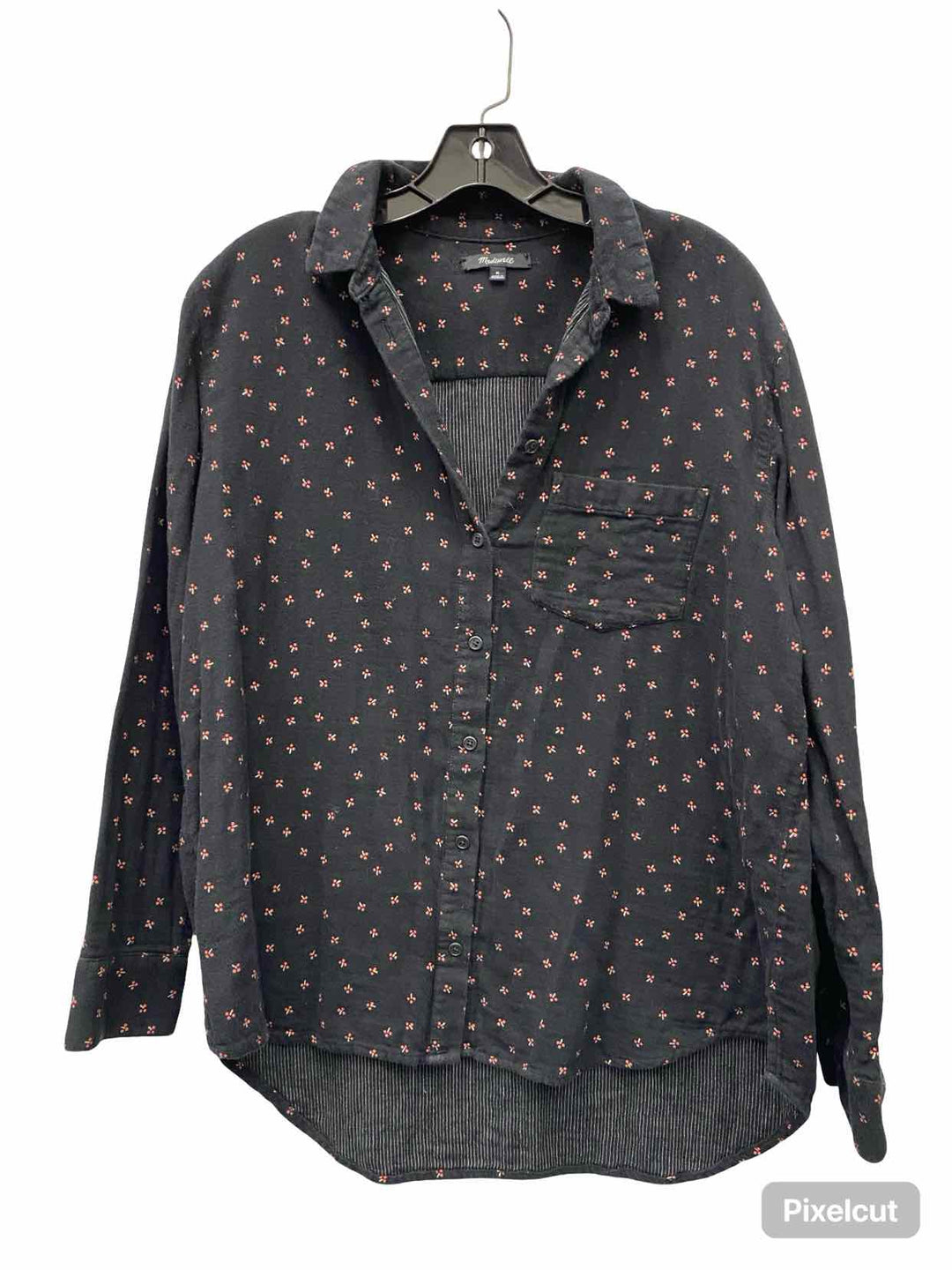 MadeWell Size M Black Red Print Long Sleeve Shirts