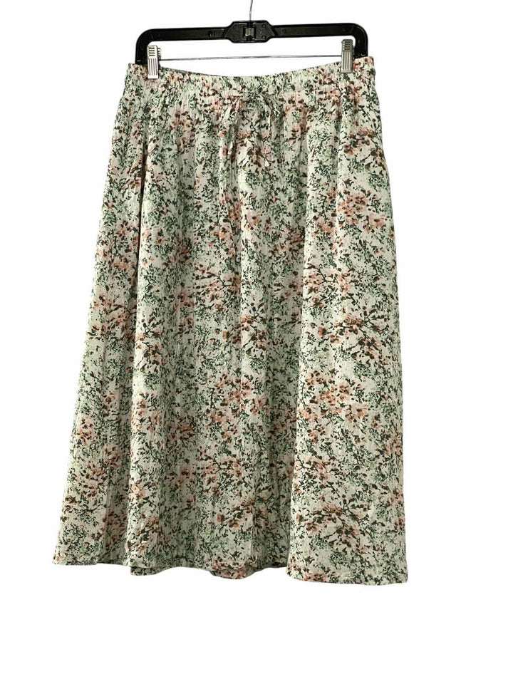 Caslon Size M White Green & Pink Floral Skirt