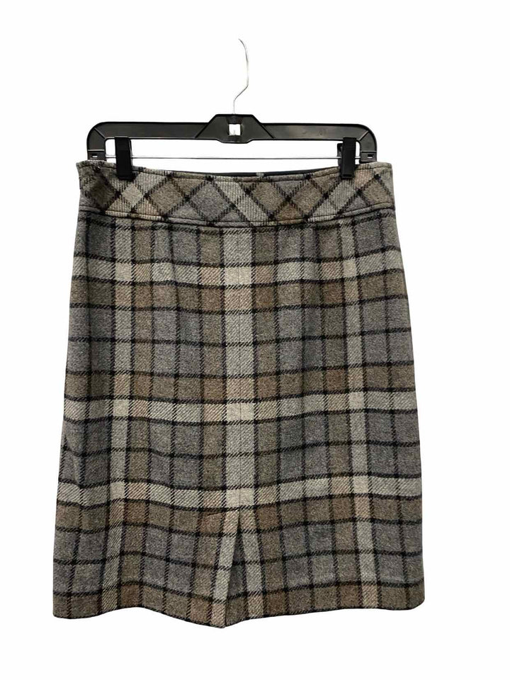 LL Bean Size 8 Gray Gigham 75% Wool Skirt