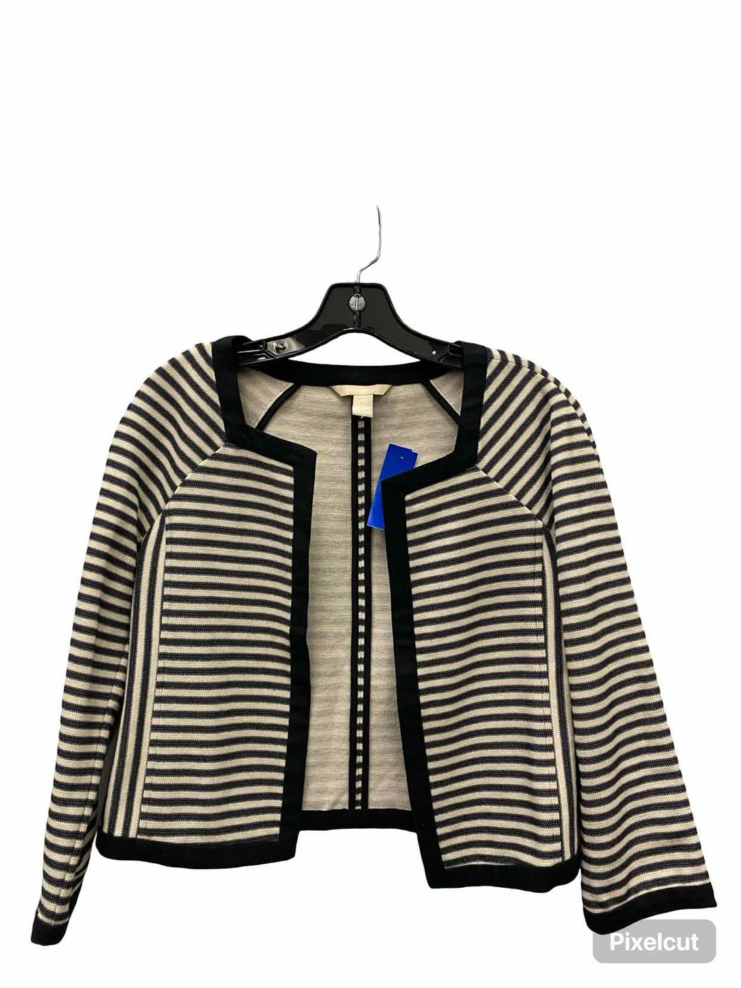 Banana Republic Size 6 Black White Striped Jacket