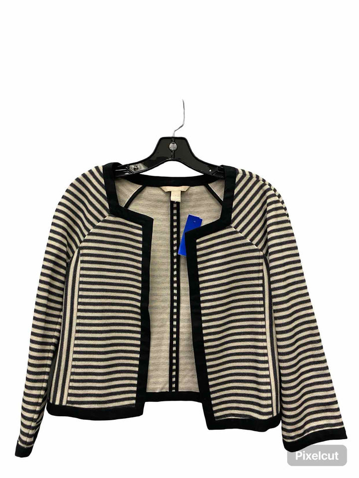 Banana Republic Size 6 Black White Striped Jacket