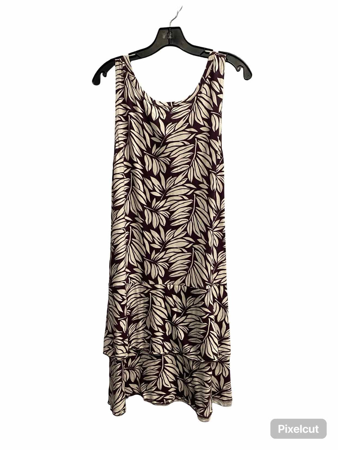 Loft Size L Brown White Floral Dress