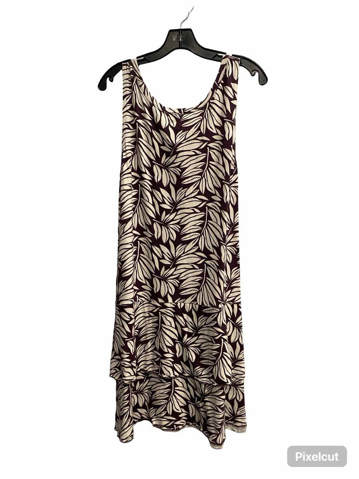 Loft Size L Brown White Floral Dress