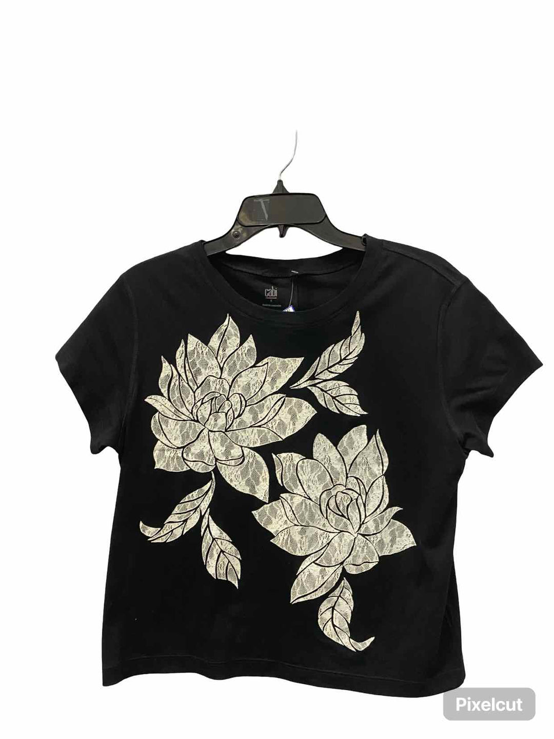 Cabi Size S Black White Lace Short Sleeve Shirts