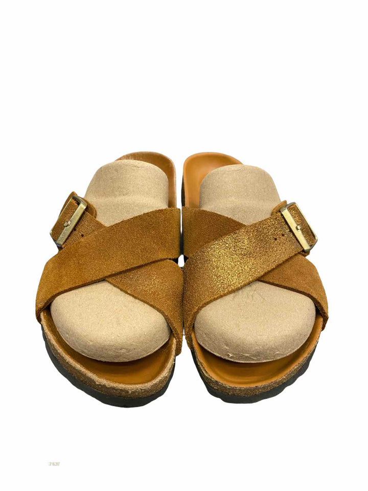 Birkenstock Shoe Size 38 Gold Brown Leather Siena Sandals