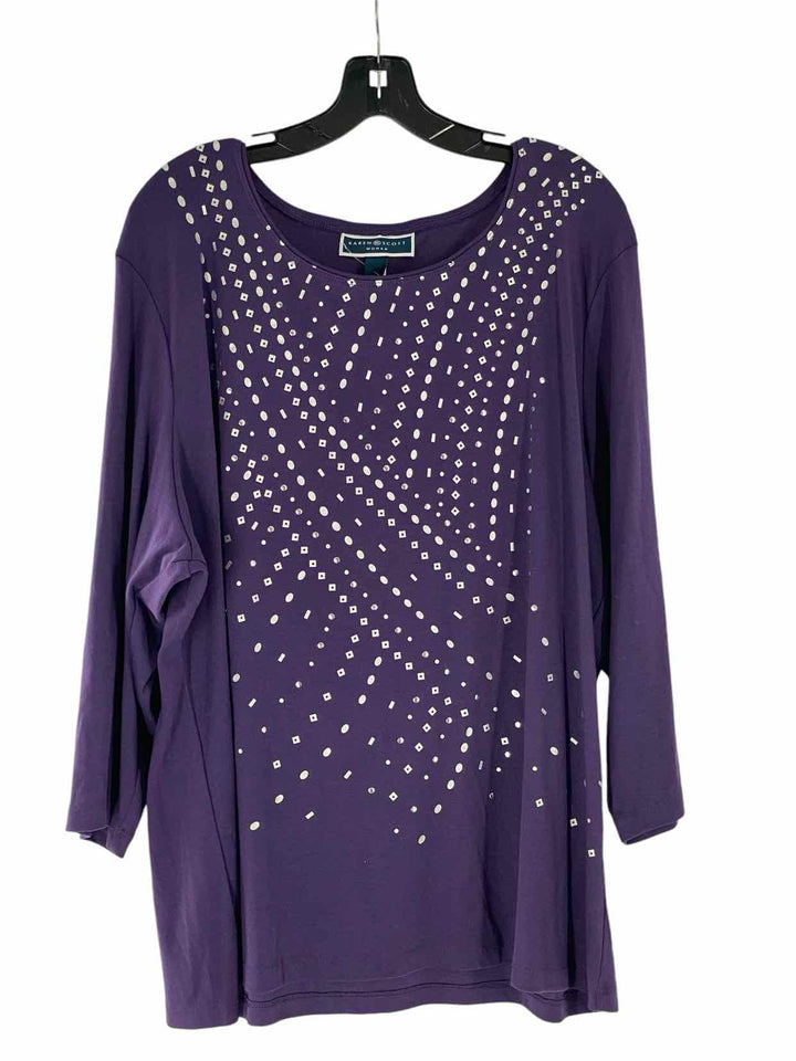 Karen Scott Size 3X Purple Long Sleeve Shirts