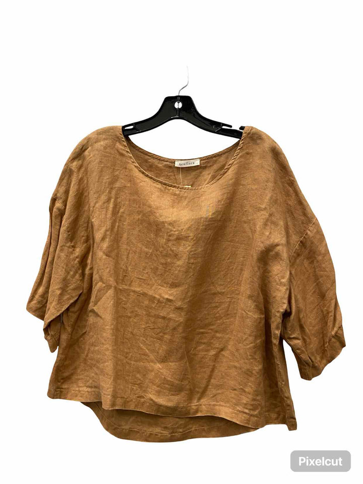 Neuflora Size S Brown 100% Linen Long Sleeve Shirts