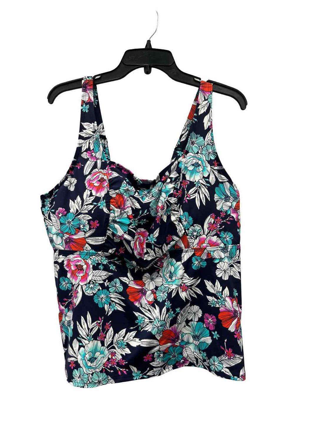 Lands End Size 18 Blue Floral Swimsuit Top