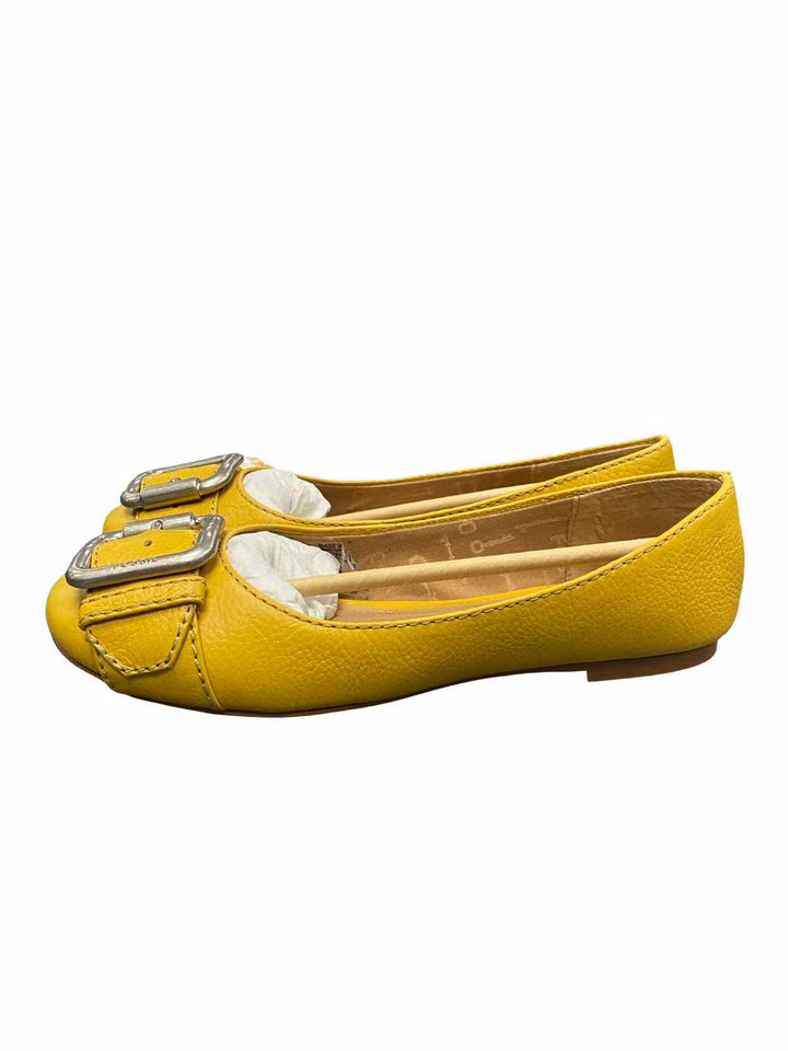 Fossil Shoe Size 7 Mustard Yellow Pebbled Leather Flats