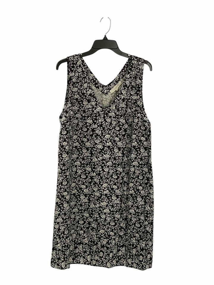 Loft Size XL White Black Floral Dress