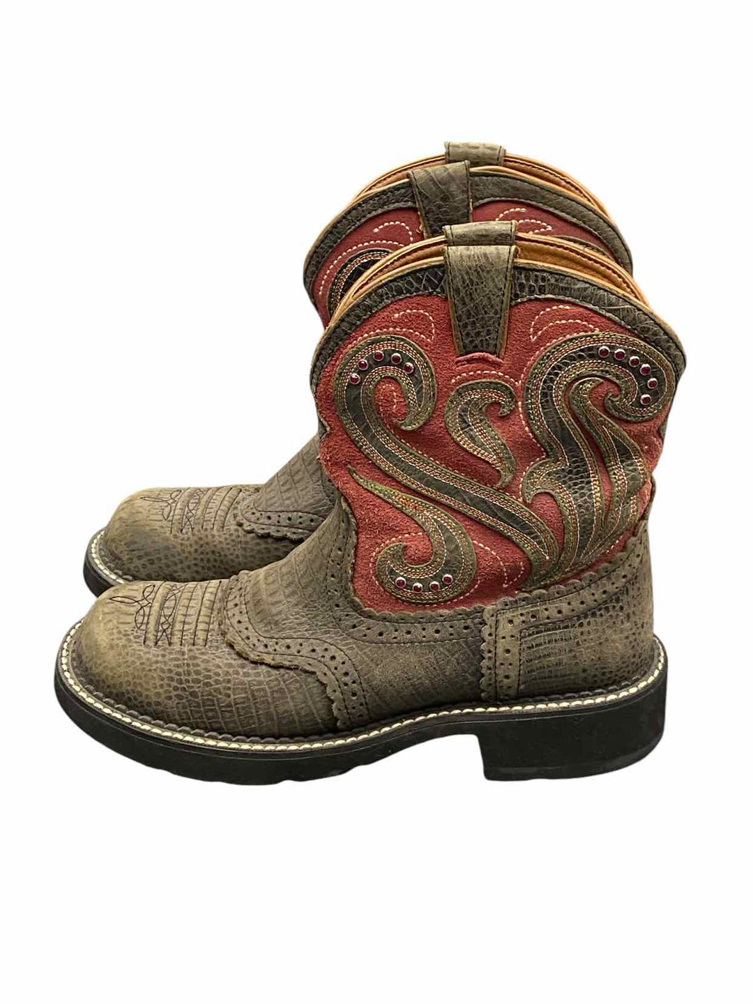 Ariat Shoe Size 8.5 Red Green Boots(Ankle)