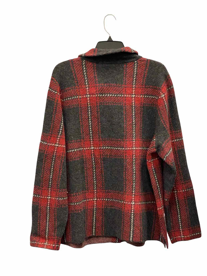 J Jill Size L Red Grey Plaid NWT Jacket