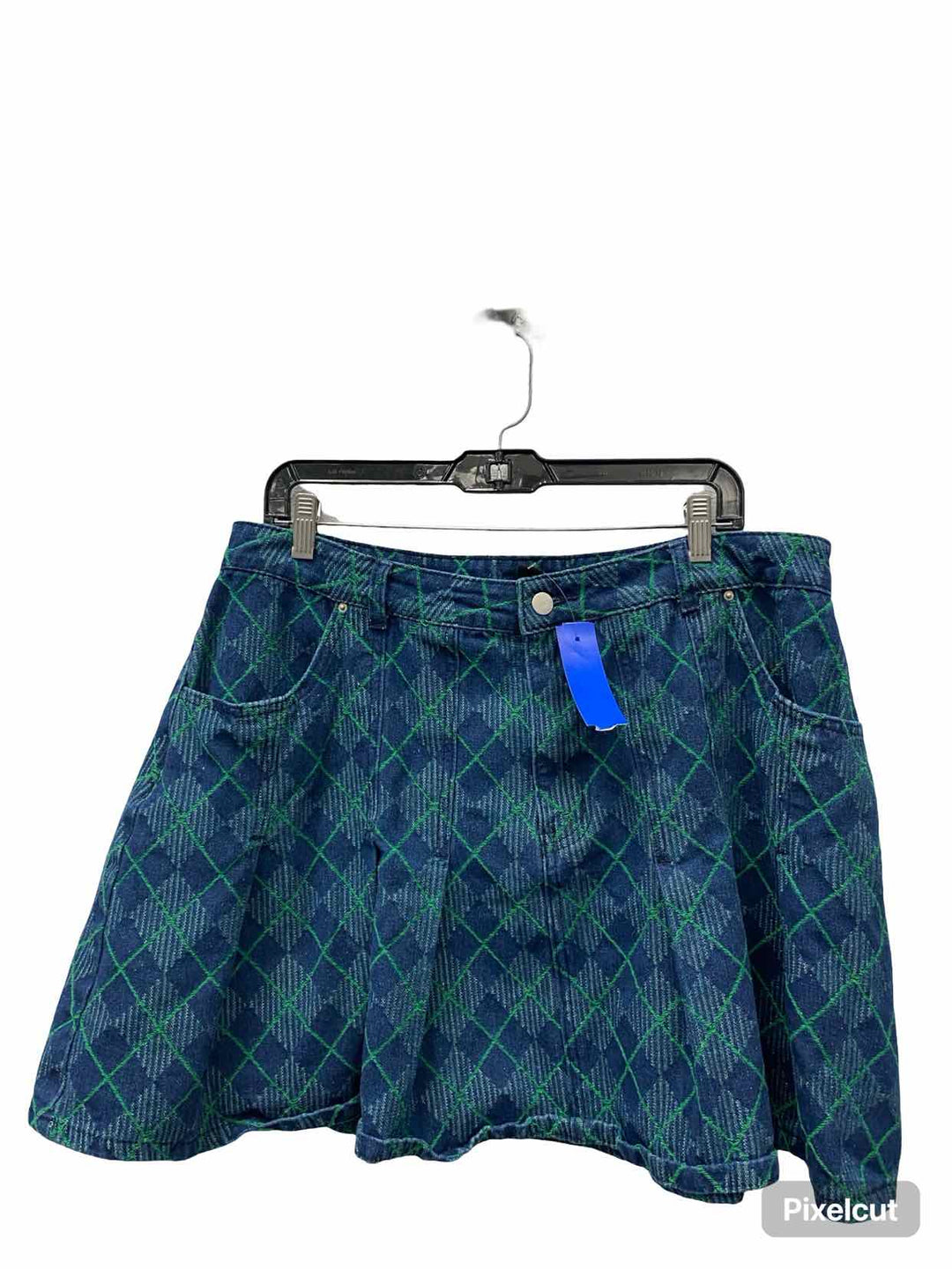 Cider Size 1X Blue Green Plaid Denim Skirt