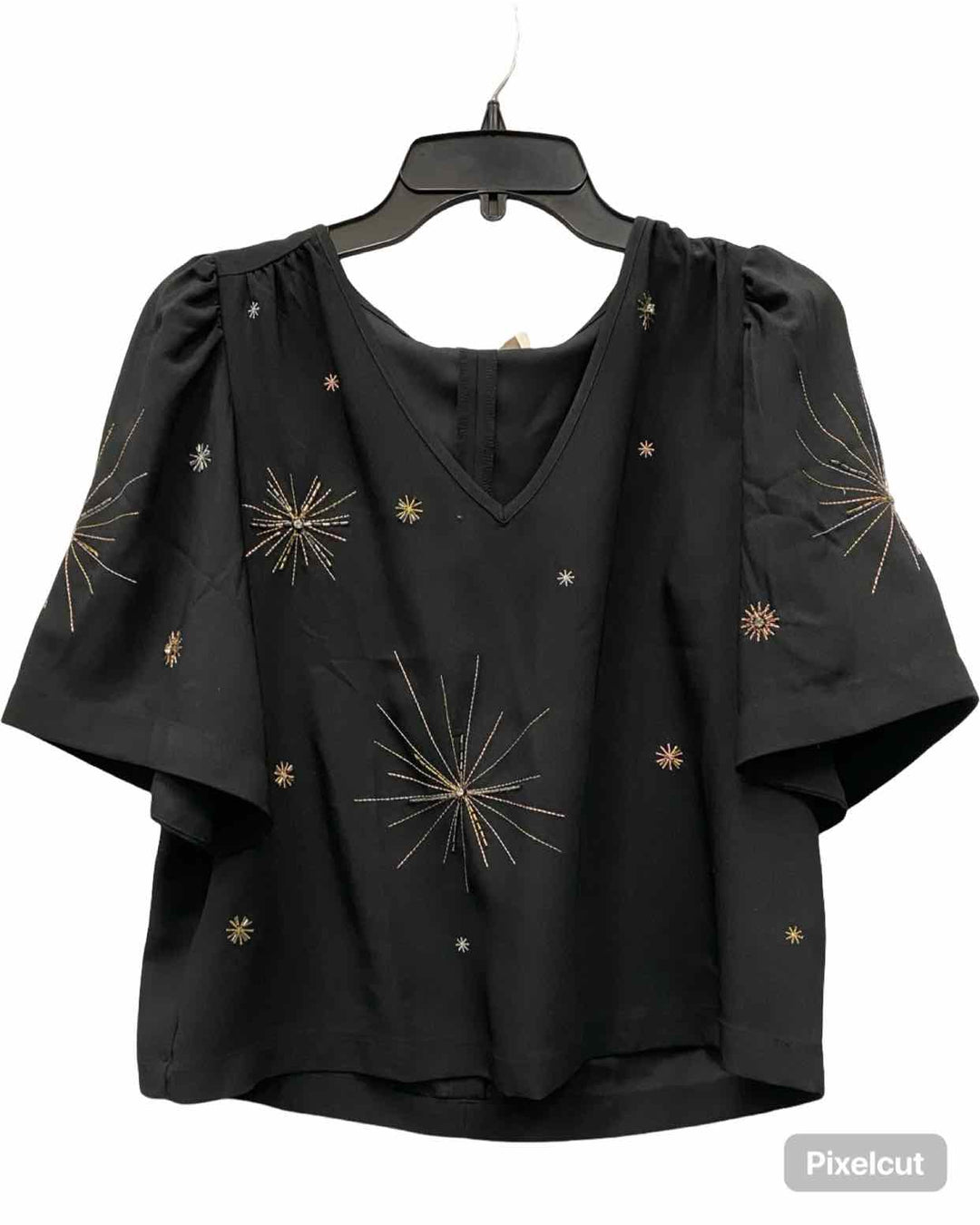 Loft Size XS Black Jeweled Short Sleeve Shirts