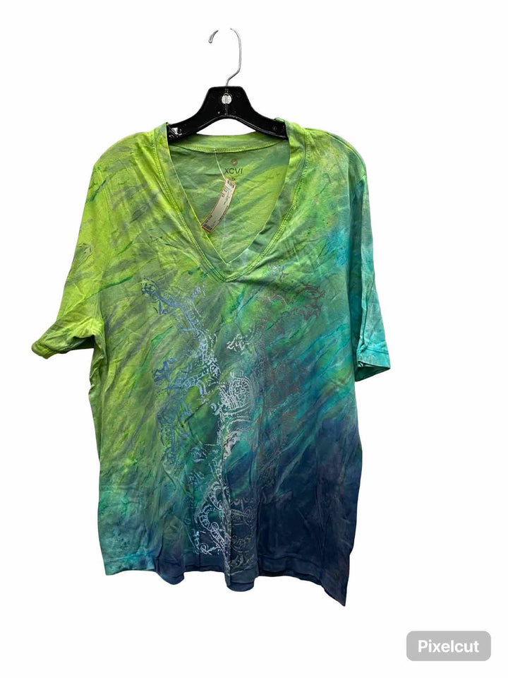 XCVI Size 2X Green Blue T-shirt