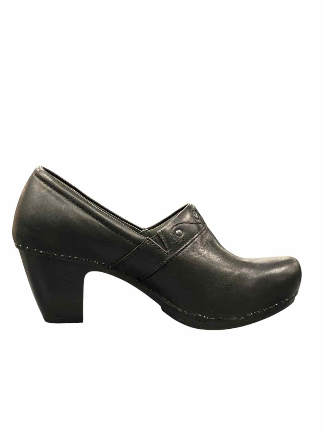 Dansko Shoe Size 41 Black Leather Heeled Clogs