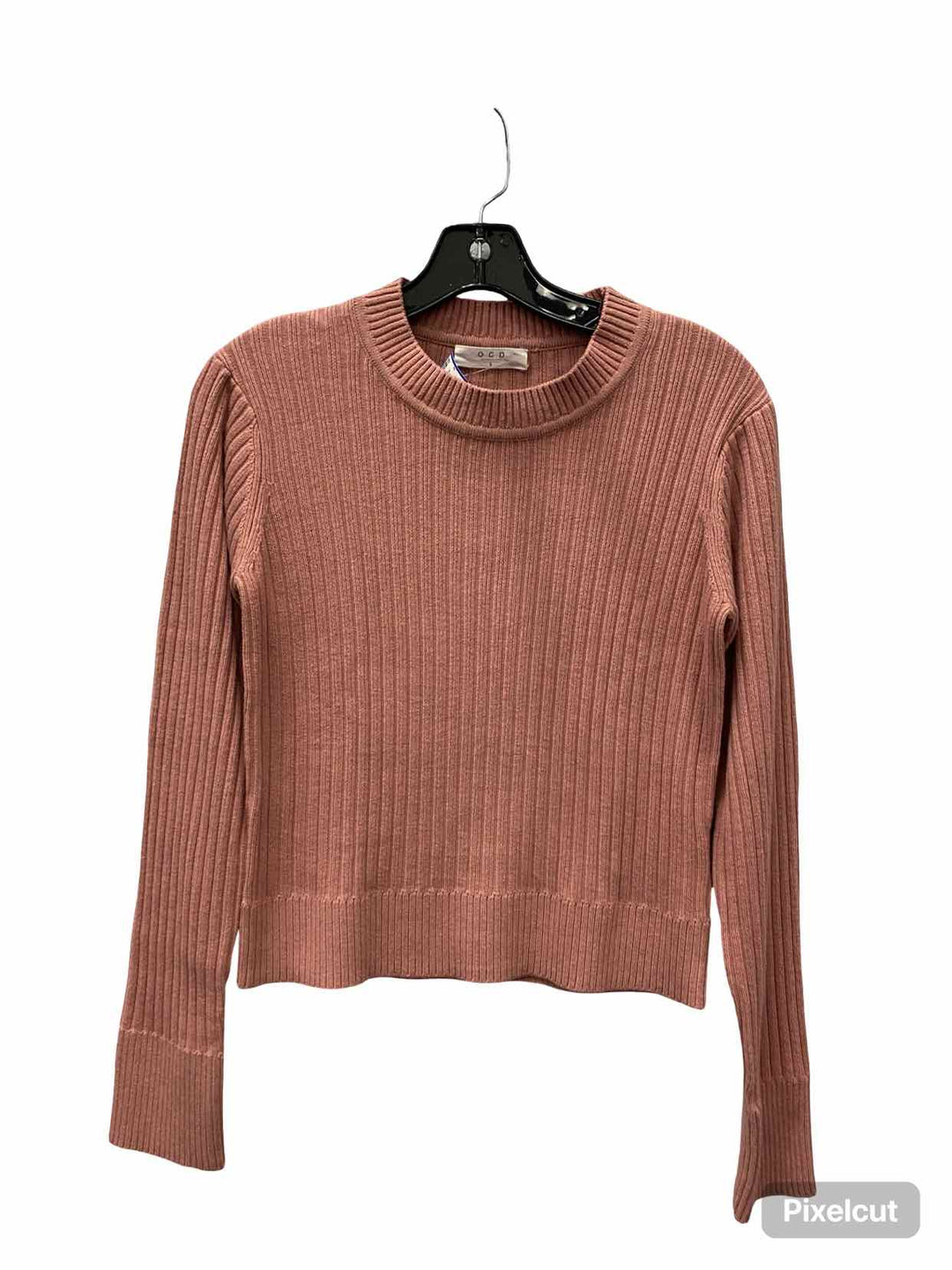 One Grey Day Size S Pink Ribbed 95% Cotton 5% Cashmere Sweater