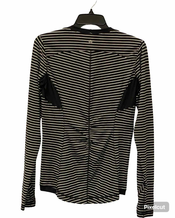 Lululemon Size 8 Black White Stripes Long Sleeve Shirts