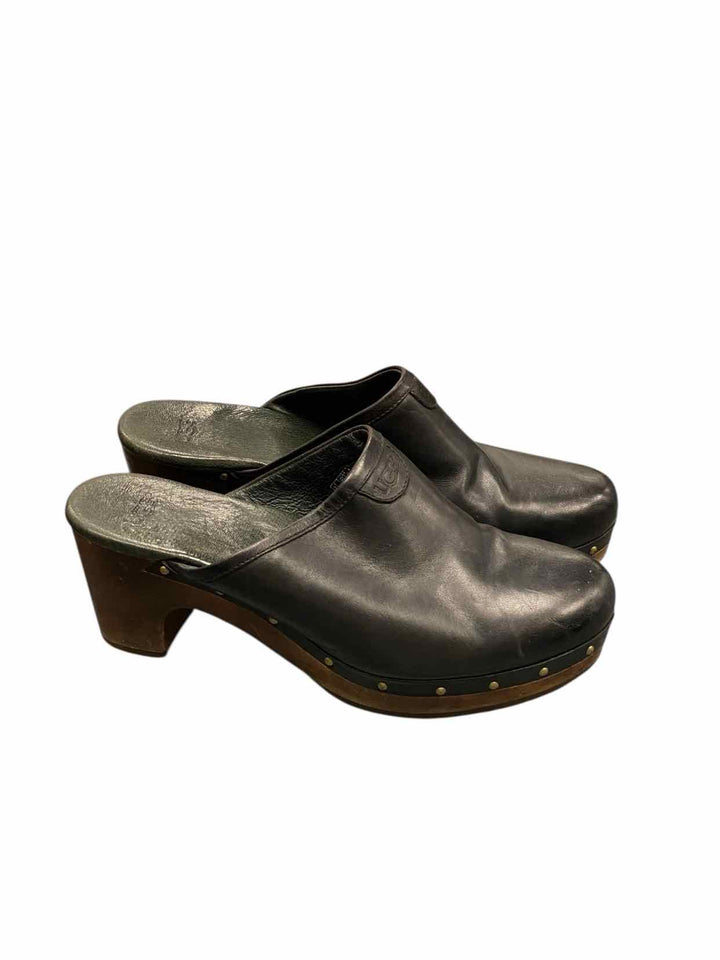 UGG Shoe Size 10 Black Brown Leather Judi Clogs Heels