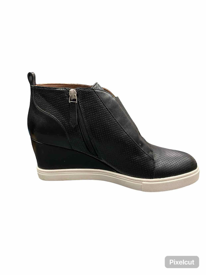 Linea Paolo Shoe Size 9 Black Leather Felicia Wedge Sneaker Boots(Ankle)