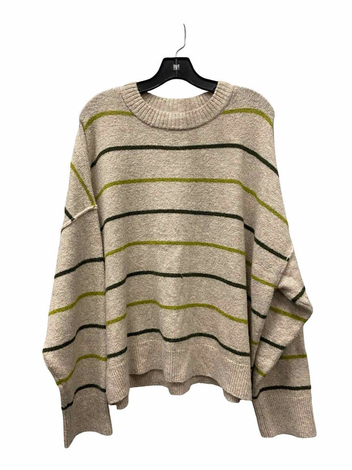 American Eagle Size XL Beige Green Striped Sweater