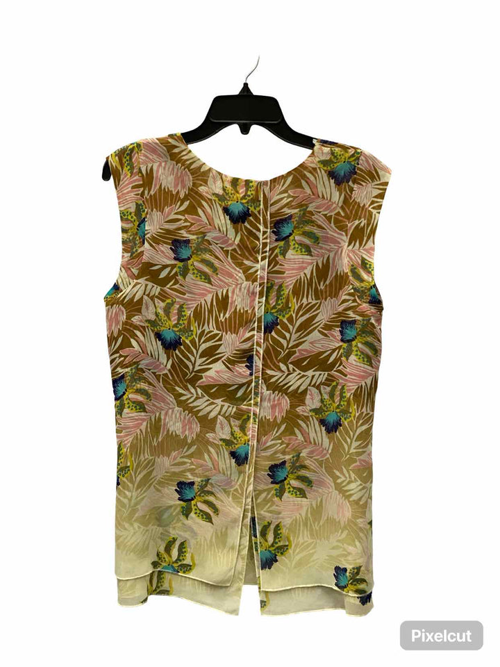 Cabi Size M Brown Pink Floral Tank Top