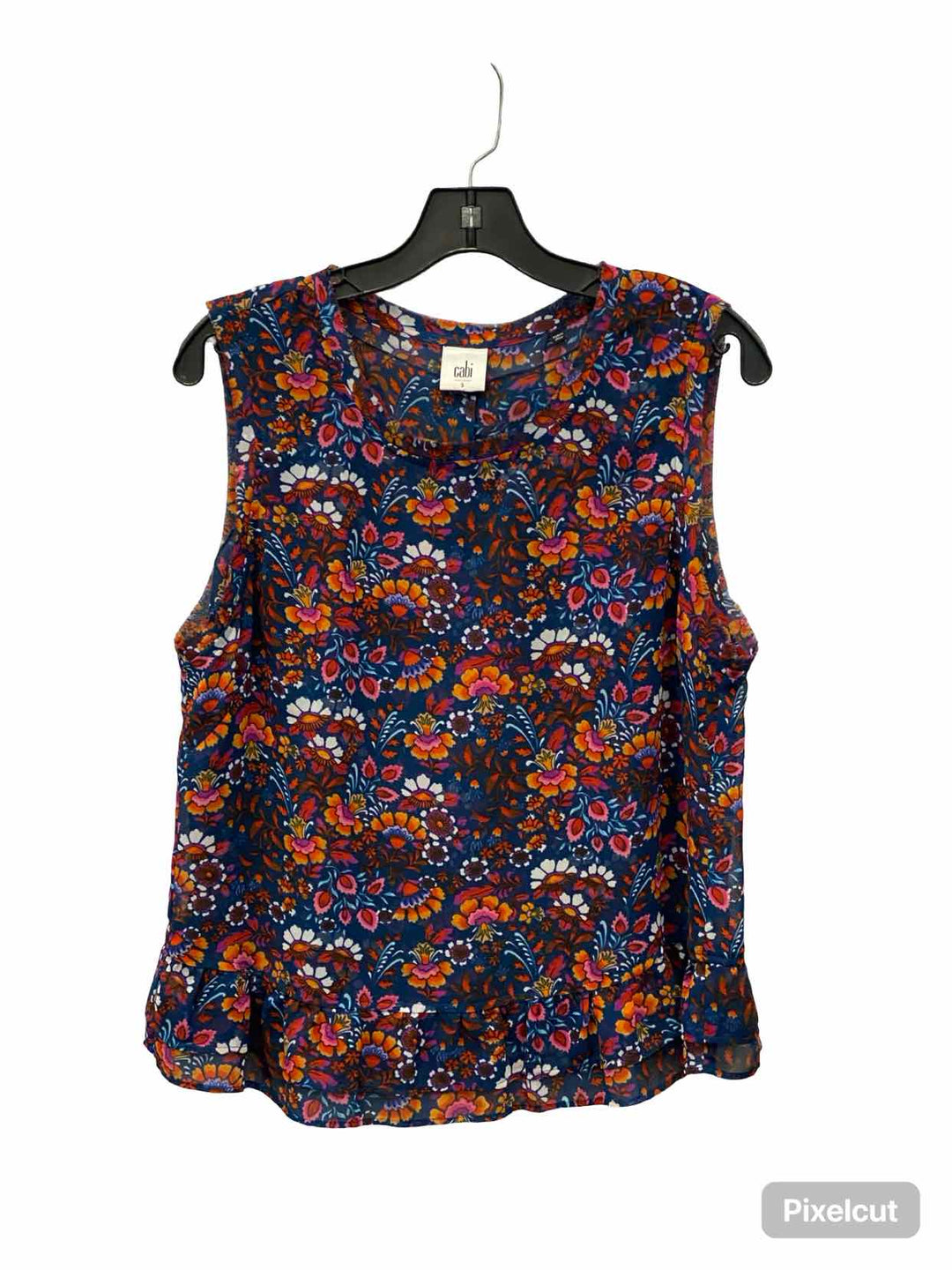 Cabi Size S Blue Orange Floral Tank Top