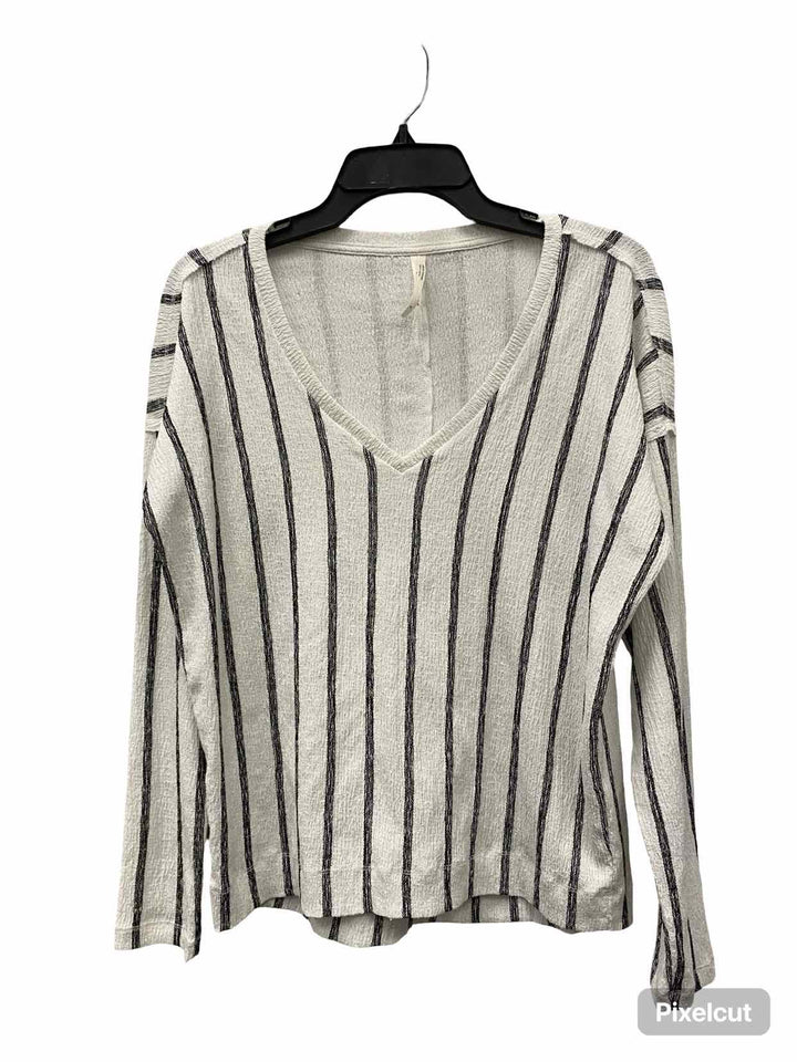 Anthropologie Size S White Black Striped Long Sleeve Shirts