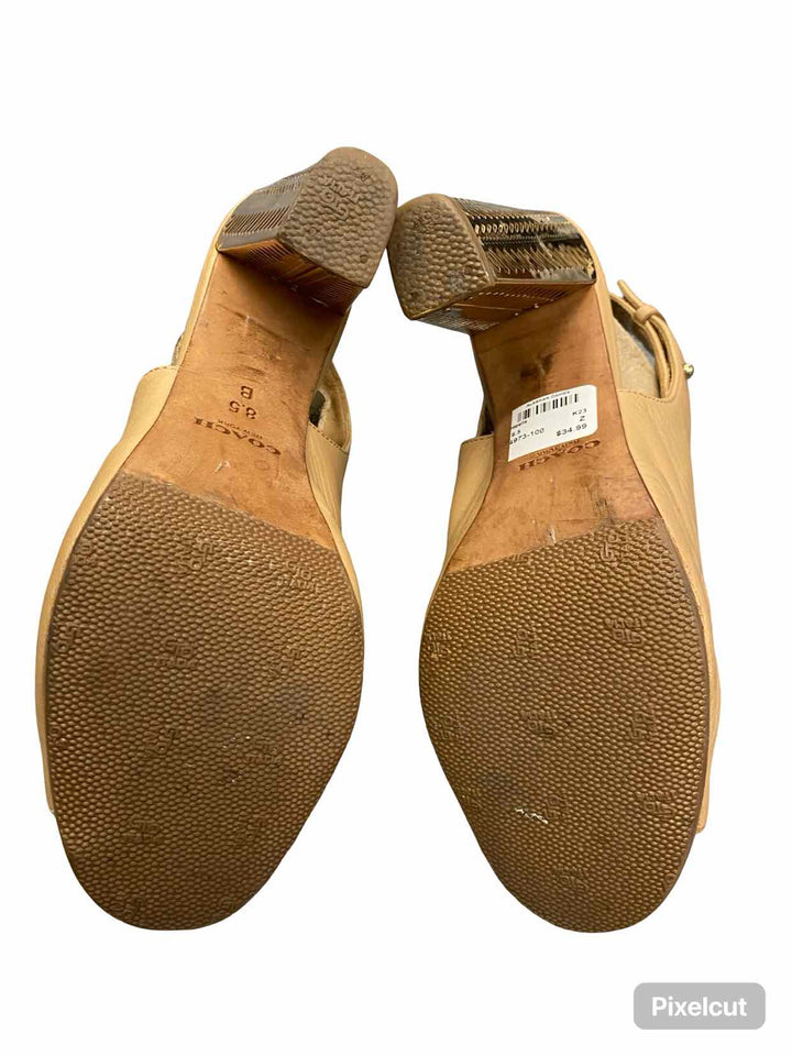 COACH Shoe Size 8.5 Tan Leather Heels