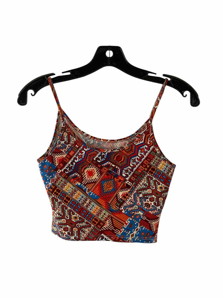 Bear Dance Size S Orange Print Tank Top
