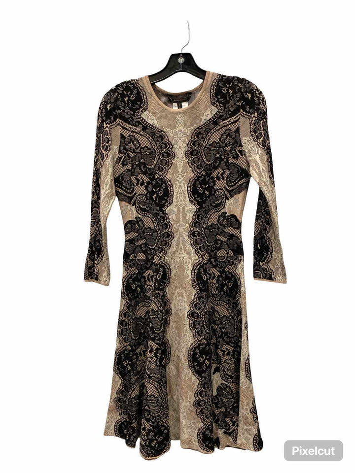 BCBG Size S Black Beige Print Knit Dress