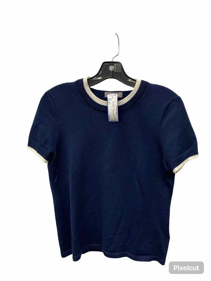 J Crew Size M Navy White 100% Merino Wool Short Sleeve Shirts
