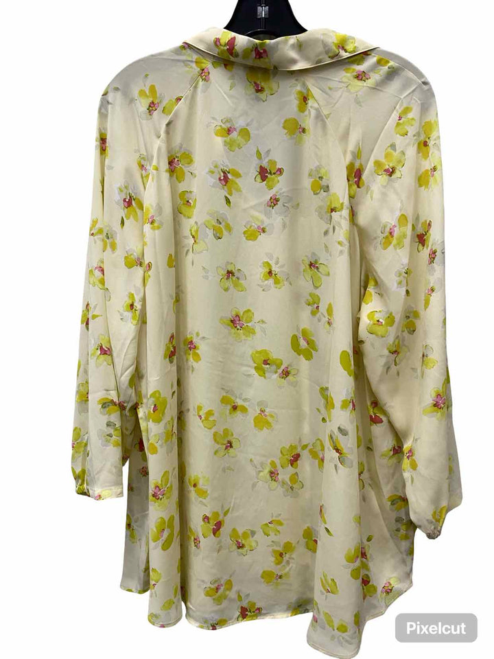 Cabi Size XL Yellow Floral Long Sleeve Shirts