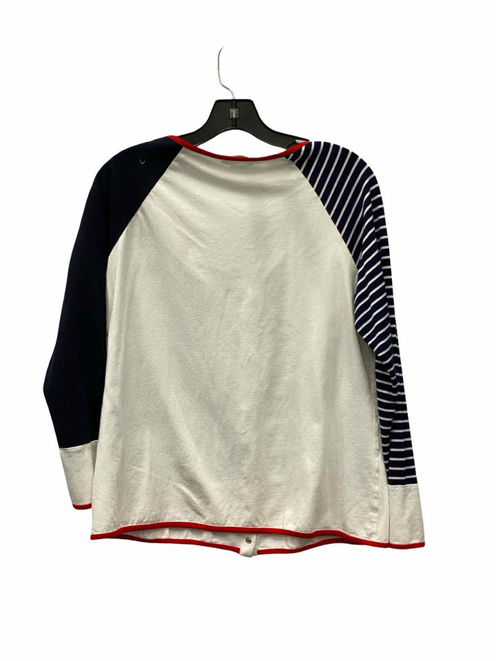 Dolcezza Size XL White/Navy Red Long Sleeve Shirts