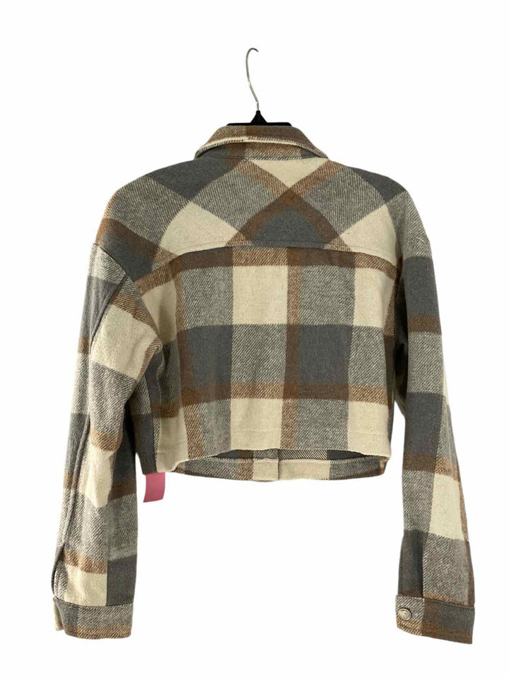 Unknown Brand Size S Grey Cream/Brown Plaid Jacket