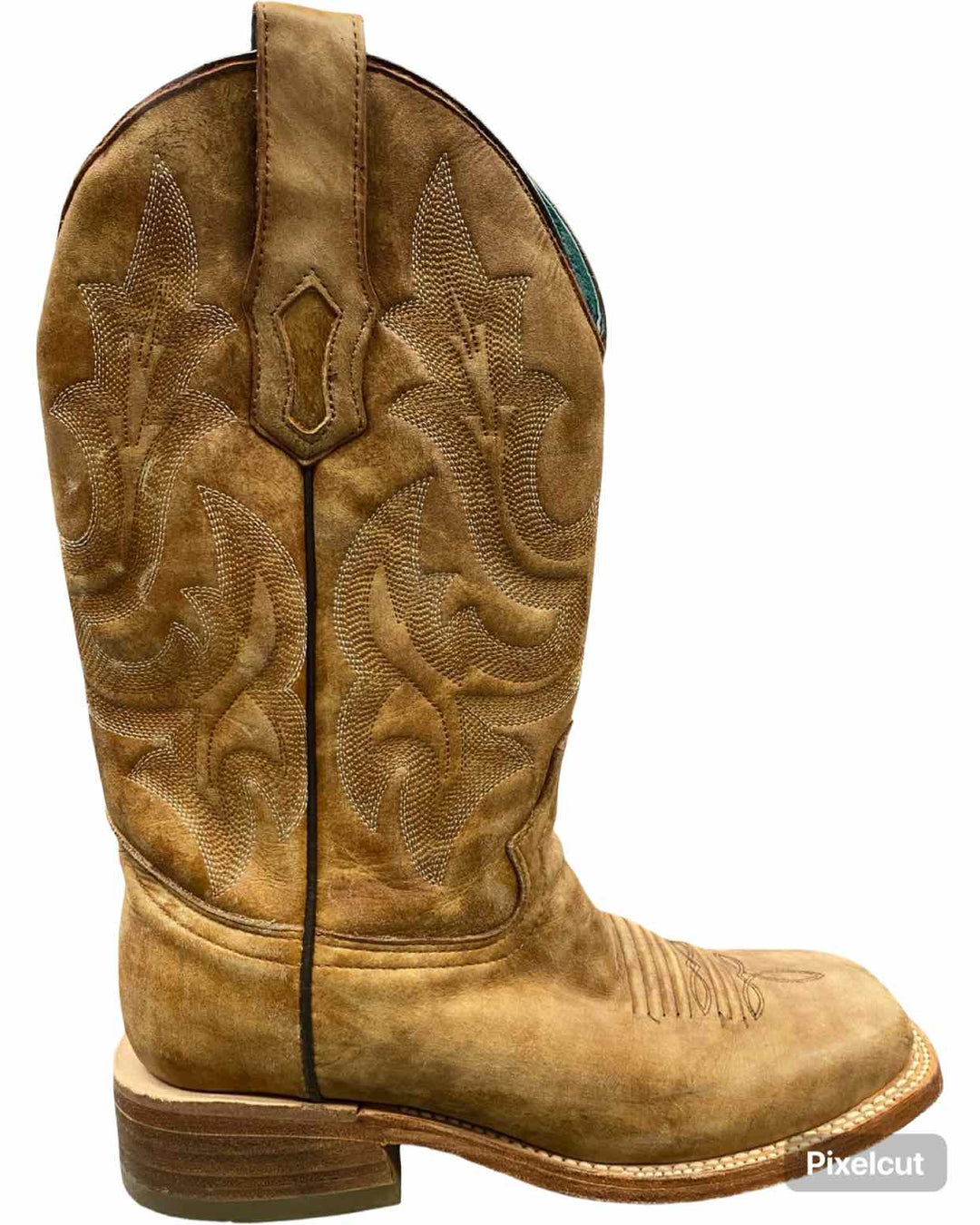 Corral Shoe Size 7 Sand Leather Embroidery Wide Square Toe Western Boots(knee)