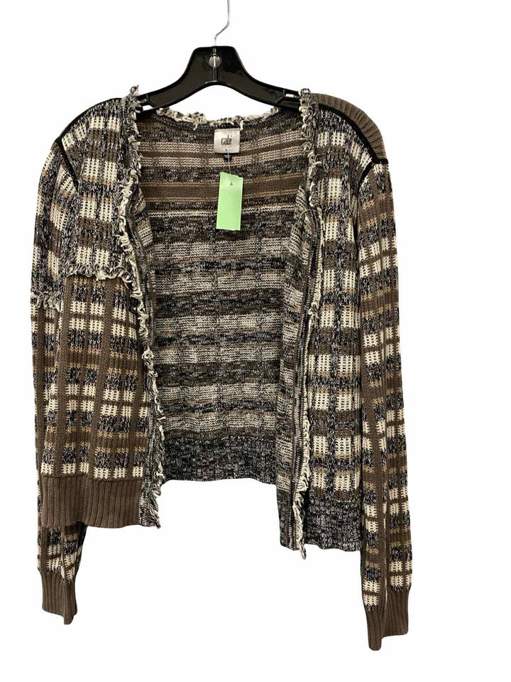 Cabi Size L Brown White Sweater