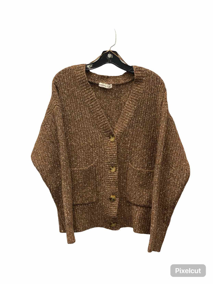 Retrology Size S Brown Button Up Sweater