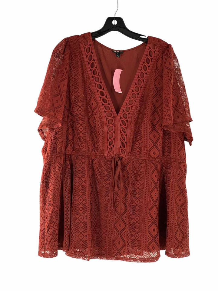 Torrid Size 3 (16/18) Burnt Orange lace detail Short Sleeve Shirts