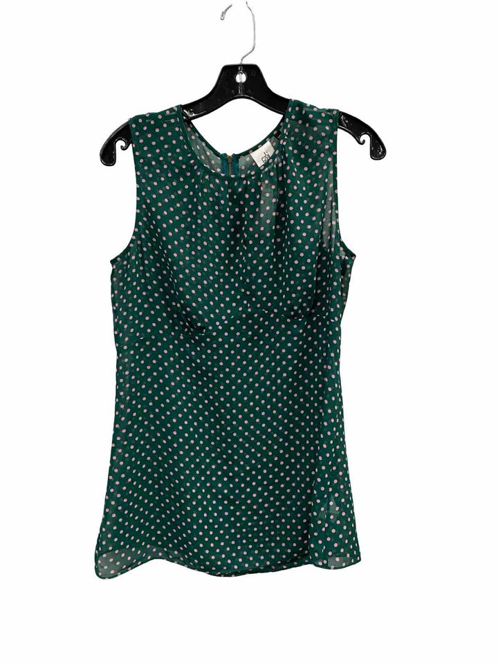 Cabi Size S Green Pink Poka dot Tank Top