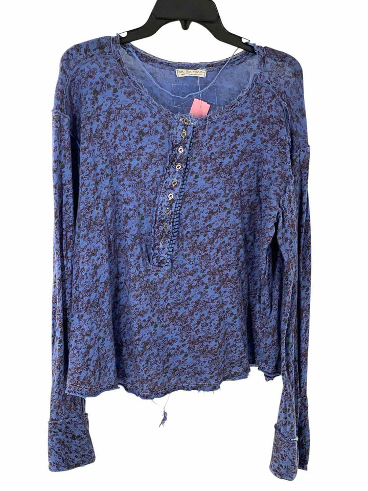 We the Free Size L Blue Purple Print Long Sleeve Shirts