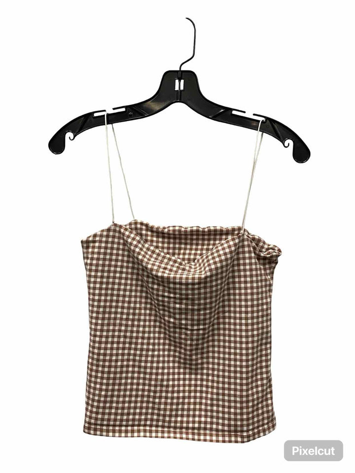 Buttercup Size M White Brown Checkered Tank Top