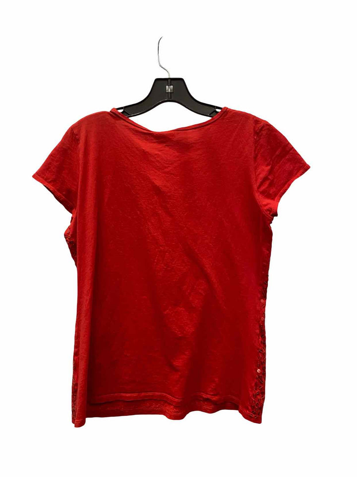 DKNY Size L Red Sequin T-shirt