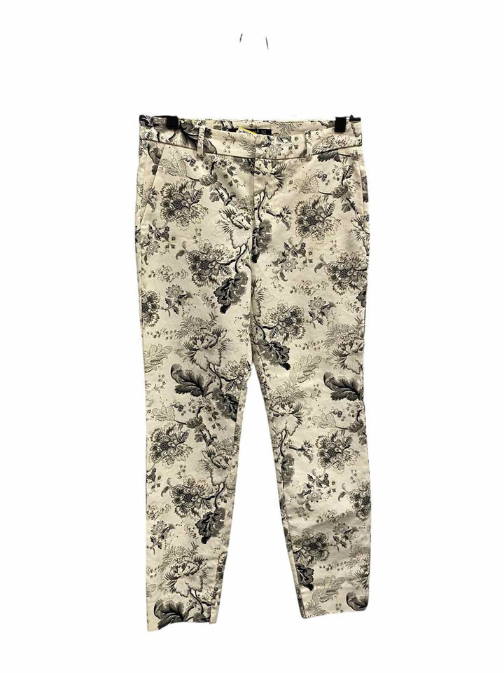 ZARA Size 4 Cream Black Floral Pants