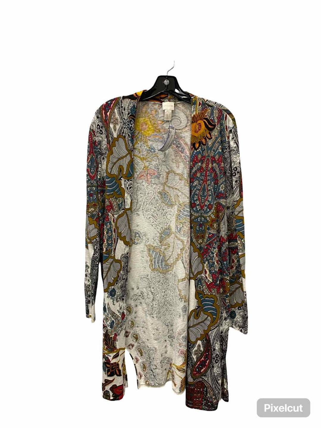 Chico's Size 2(12) Multi-Color Print Cotton Blend Jacket