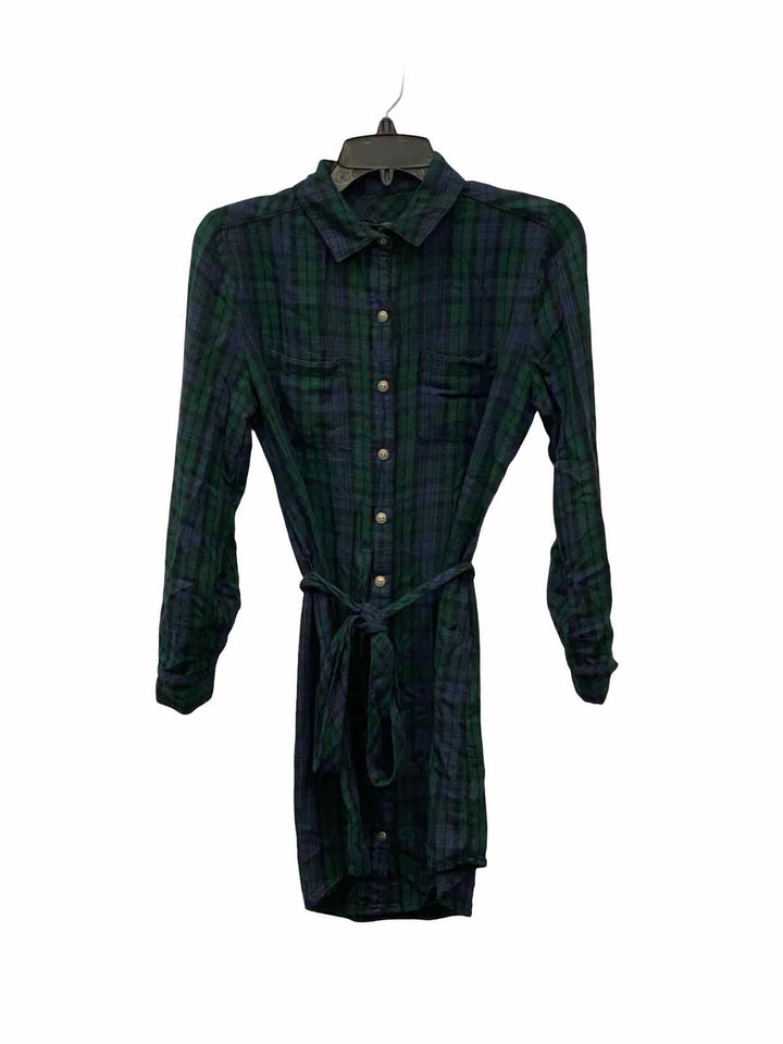 Banana Republic Size 4 Blue Green Plaid Dress